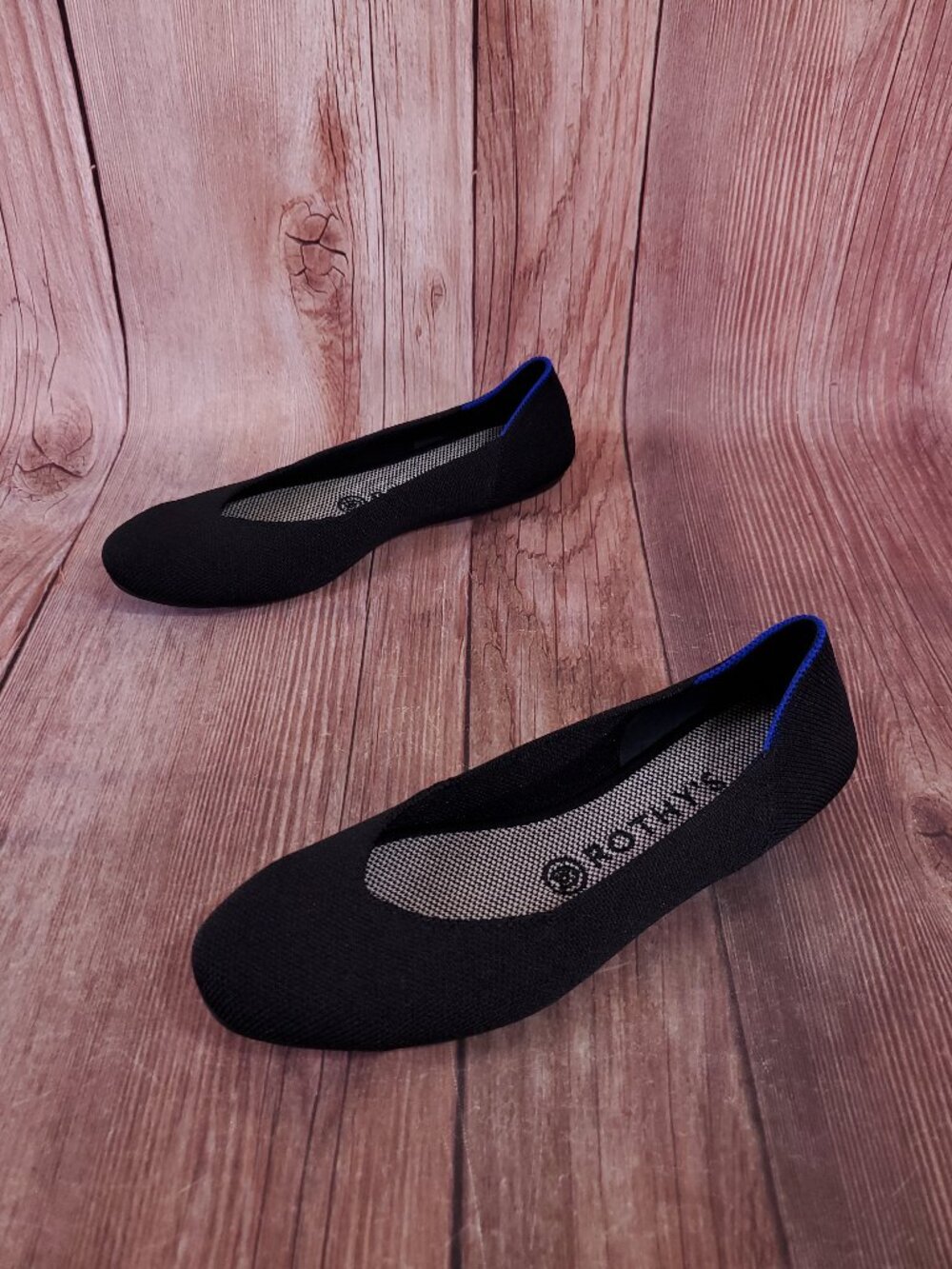 Rothys The Flat Womens Size 7.5 Ballet Flats Round Toe Slip On Shoes Black